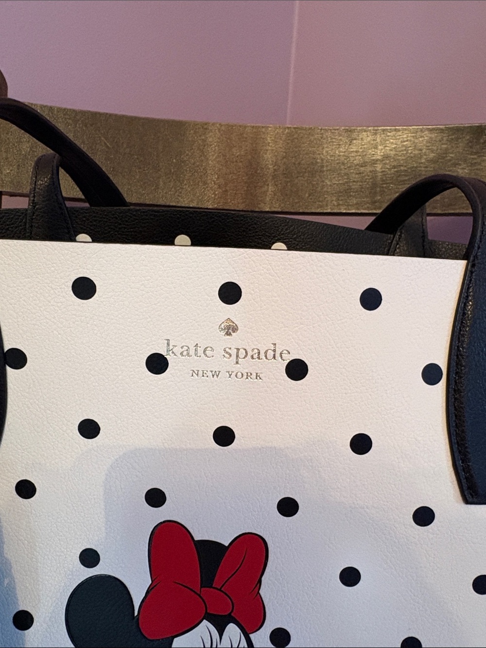 kate spade White, Black & Red Minnie Mouse Polka Dot Tote - Picture 3 of 7